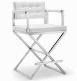 Director White Stainless Steel Counter Stool