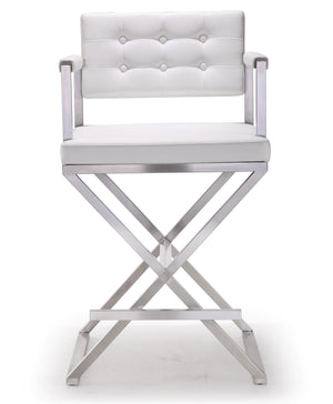 Director White Stainless Steel Counter Stool