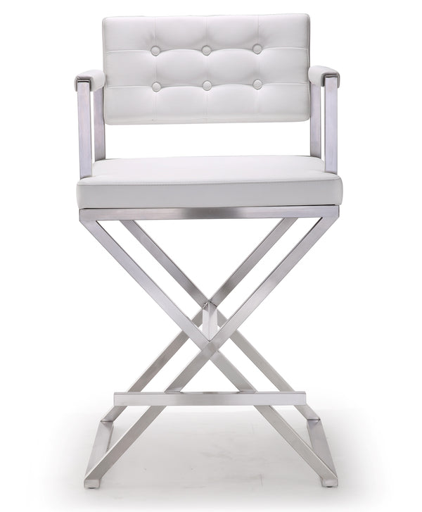 Director White Stainless Steel Counter Stool