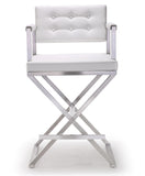 Director White Stainless Steel Counter Stool