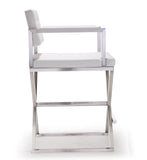 Director White Stainless Steel Counter Stool