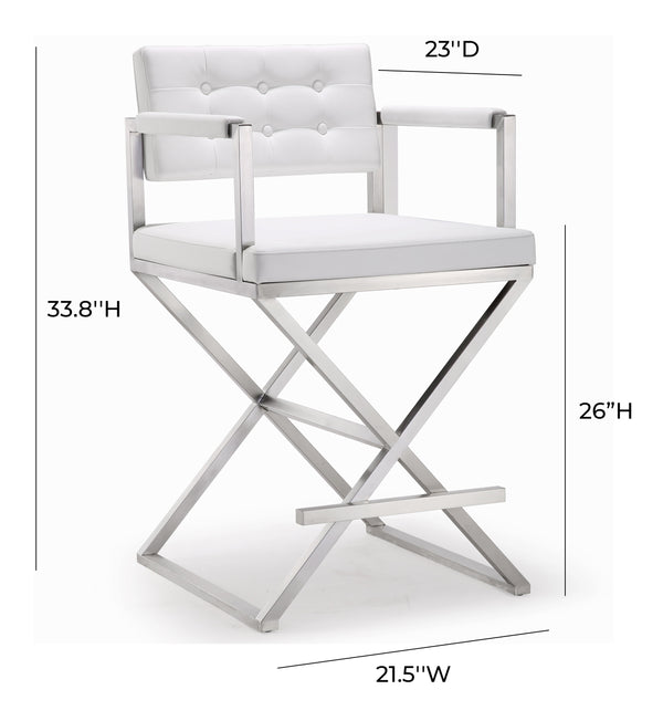Director White Stainless Steel Counter Stool