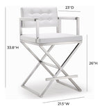 Director White Stainless Steel Counter Stool