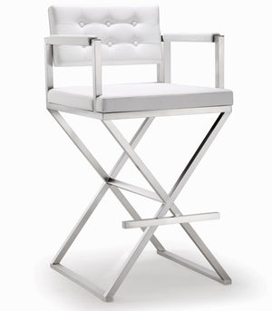 Director White Stainless Steel Barstool