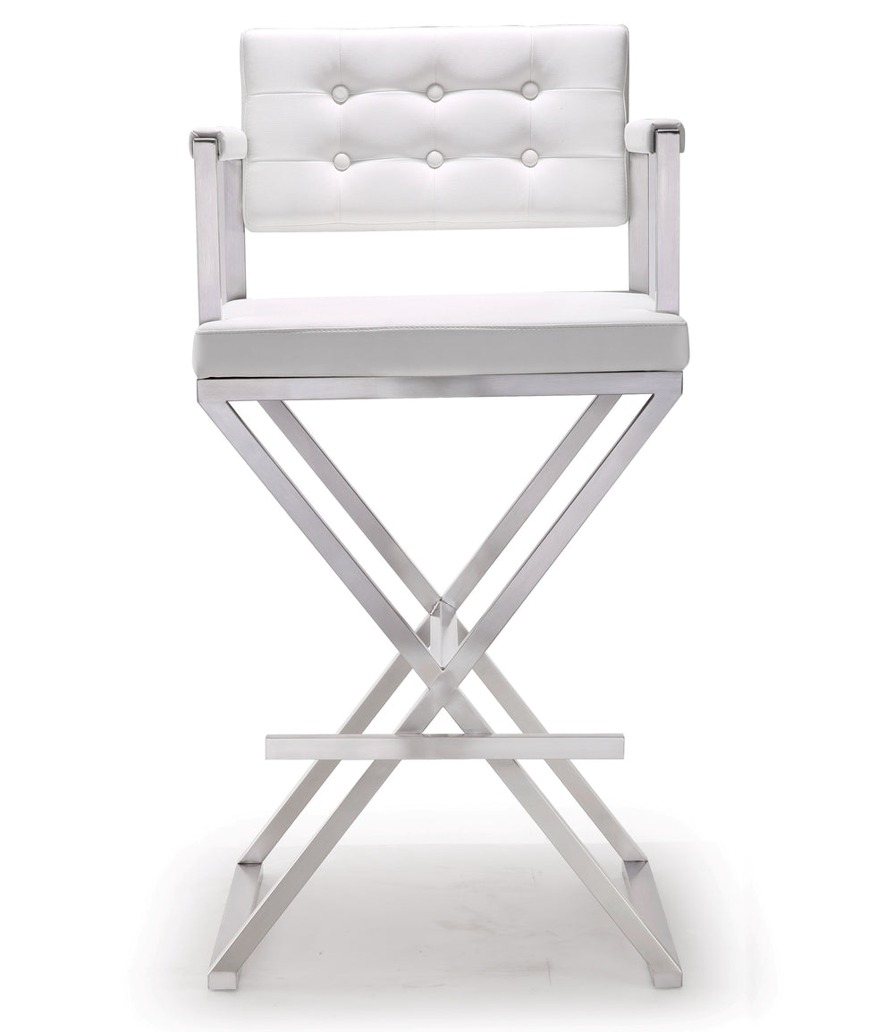 Director White Stainless Steel Barstool