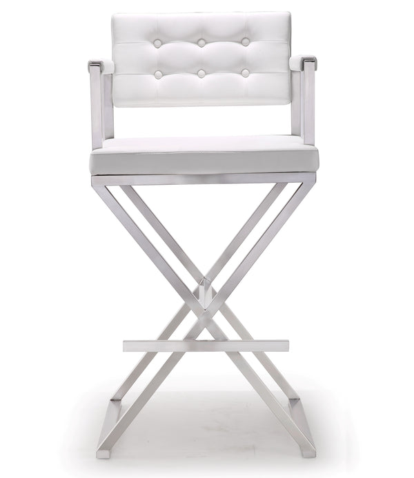 Director White Stainless Steel Barstool