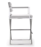 Director White Stainless Steel Barstool