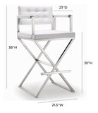 Director White Stainless Steel Barstool