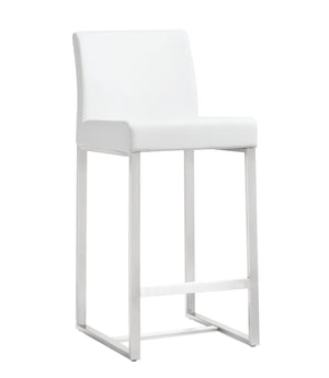 Denmark White Stainless Steel Counter Stool (Set of 2)