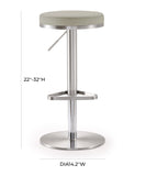 Fano Light Grey Stainless Steel Barstool