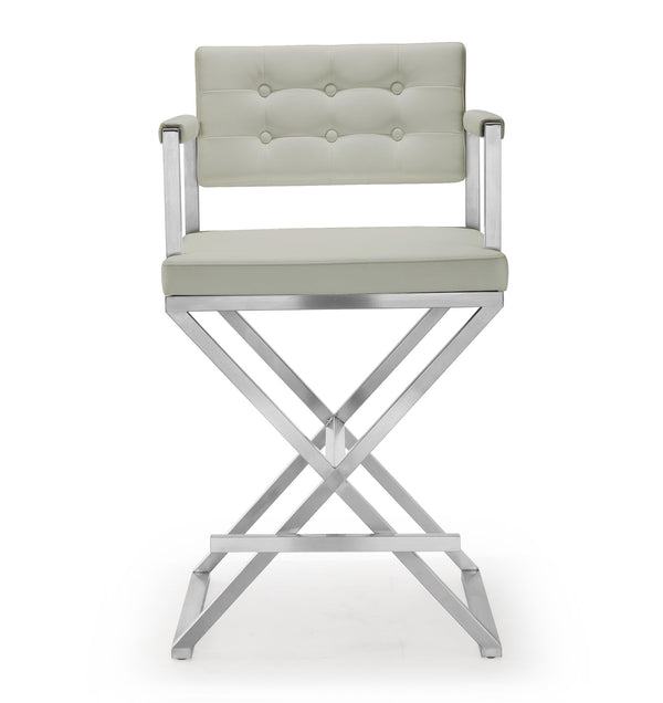 Director Light Grey Stainless Steel Counter Stool
