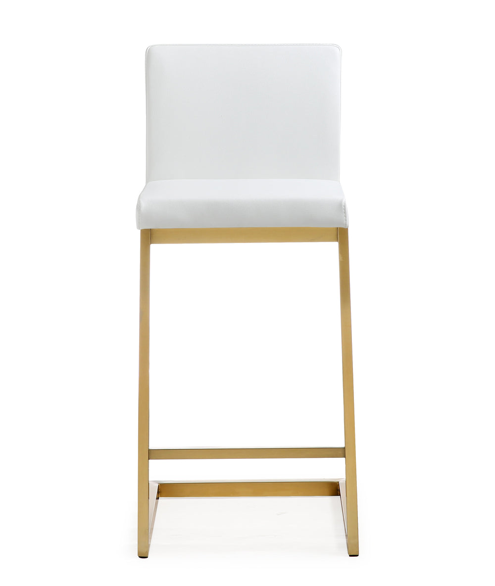 Parma White Gold Steel Counter Stool (Set of 2)
