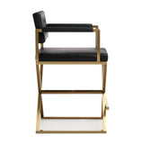 Director Gold Steel Counter Stool Black TOV-K3667