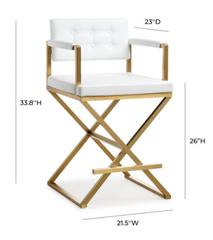 Director White Gold Steel Counter Stool