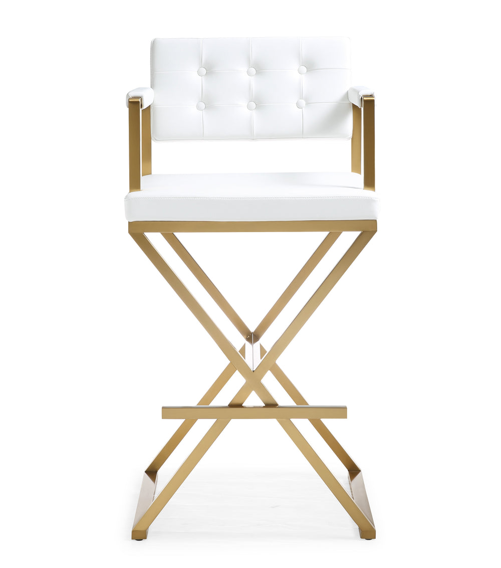 Director White Gold Steel Barstool