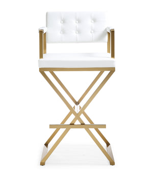 Director White Gold Steel Barstool