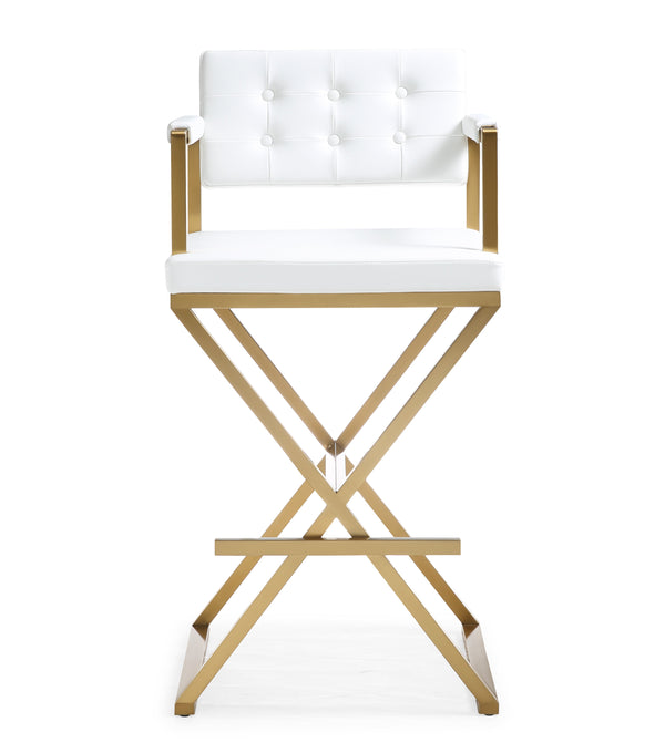 Director White Gold Steel Barstool