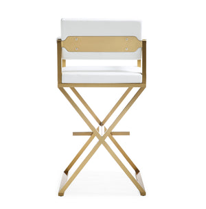 Director White Gold Steel Barstool