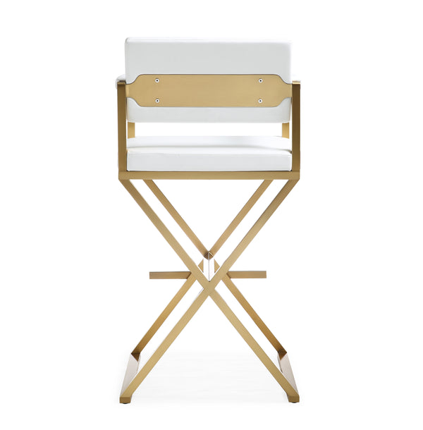 Director White Gold Steel Barstool