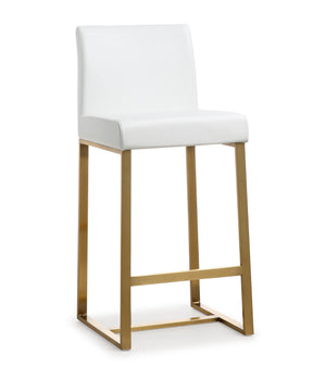 Denmark White Gold Steel Counter Stool (Set of 2)