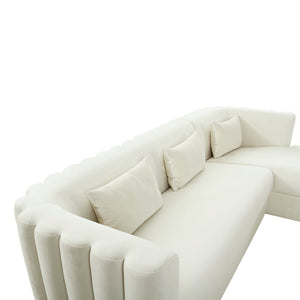 Callie Cream Velvet Sectional - RAF