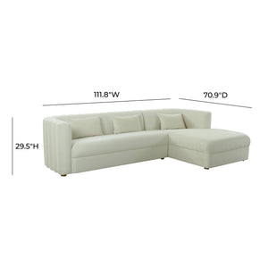 Callie Cream Velvet Sectional - RAF
