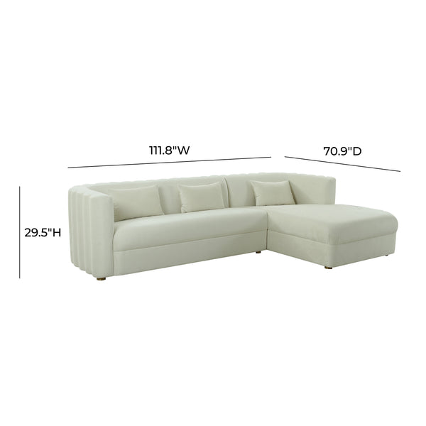 Callie Cream Velvet Sectional - RAF