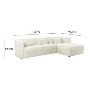 Callie Cream Velvet Sectional - RAF