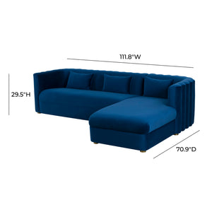 Callie Navy Velvet Sectional - RAF