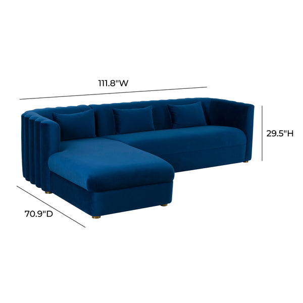 Callie Navy Velvet Sectional - LAF