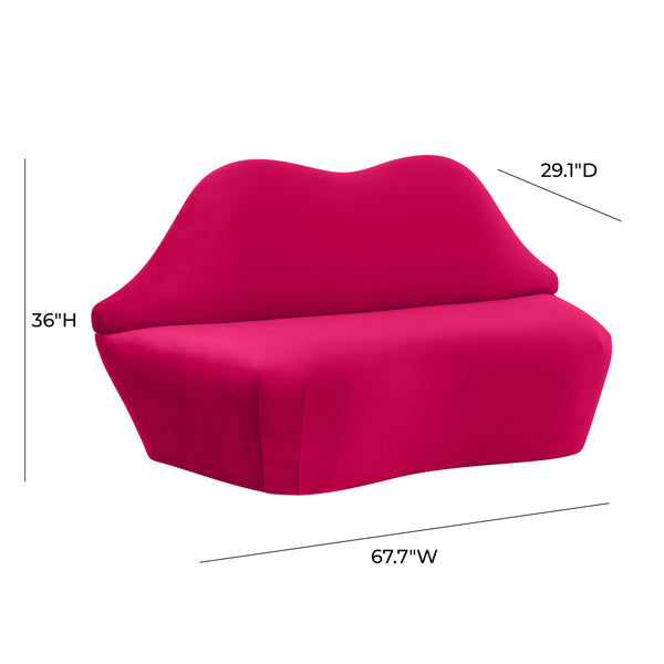Lips Hot Pink Velvet Settee