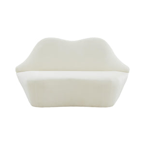 Lips Cream Velvet Settee