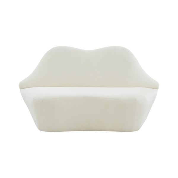 Lips Cream Velvet Settee