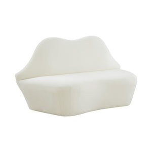 Lips Cream Velvet Settee