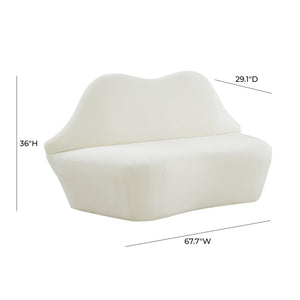 Lips Cream Velvet Settee