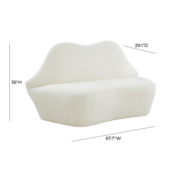 Lips Cream Velvet Settee