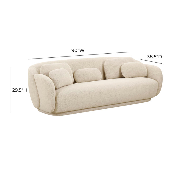 TOV Furniture Misty Boucle Sofa Cream 90"W x 38.5"D x 29.5"H