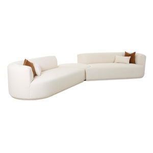 TOV Furniture Fickle Boucle 3-Piece Modular Sectional Cream 