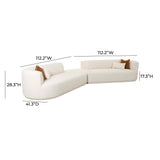 TOV Furniture Fickle Boucle 3-Piece Modular Sectional Cream 