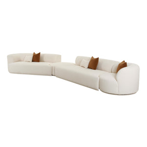 TOV Furniture Fickle Boucle 4-Piece Modular LAF Sectional Cream 