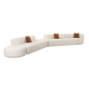 TOV Furniture Fickle Boucle 5-Piece Modular Chaise Sectional Cream 