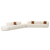 TOV Furniture Fickle Boucle 5-Piece Modular Chaise Sectional Cream 