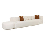 TOV Furniture Fickle Boucle 3-Piece Chaise Modular Sofa Cream 