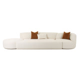 TOV Furniture Fickle Boucle 3-Piece Chaise Modular Sofa Cream 