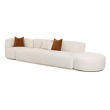 TOV Furniture Fickle Boucle 3-Piece Chaise Modular Sofa Cream 