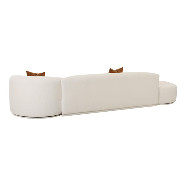 TOV Furniture Fickle Boucle 3-Piece Chaise Modular Sofa Cream 