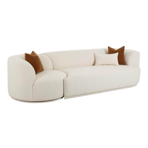 TOV Furniture Fickle Boucle 2-Piece Modular RAF Sofa Cream 