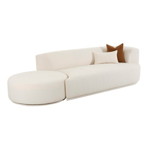 TOV Furniture Fickle Boucle 2-Piece Chaise Modular RAF Sofa Cream 