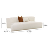 TOV Furniture Fickle Boucle Modular Armless Loveseat Cream 84.2"W x 41.3"D x 28.3"H