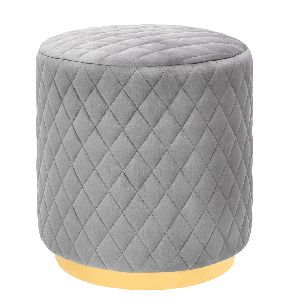Abir Grey Velvet Ottoman